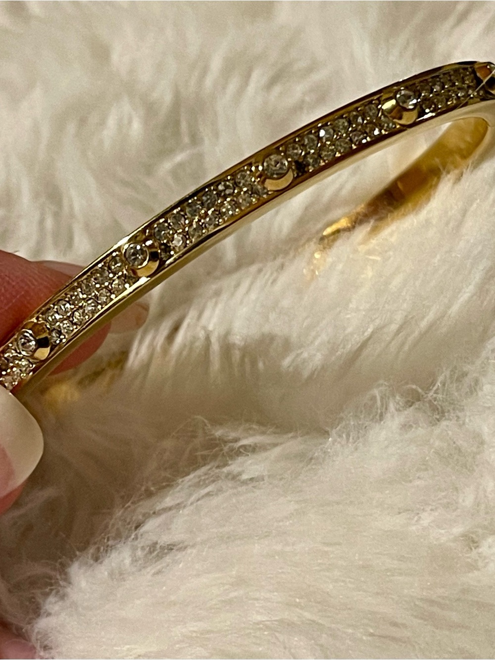 Michael Kors Gold Pavé Studded Hinged Bangle Bracelet - Picture 3 of 9